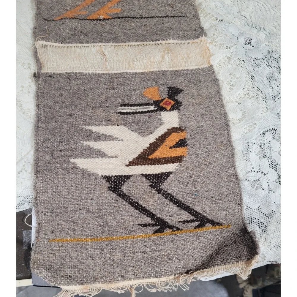Folk Woven Textile Wall Hanging Wool Birds